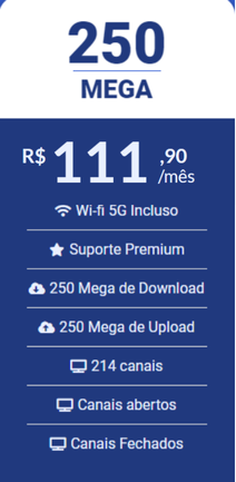 Plano 250 Mb, R$ 109,90